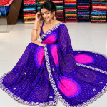 Royal Purple Bandhani Print Designer Saree